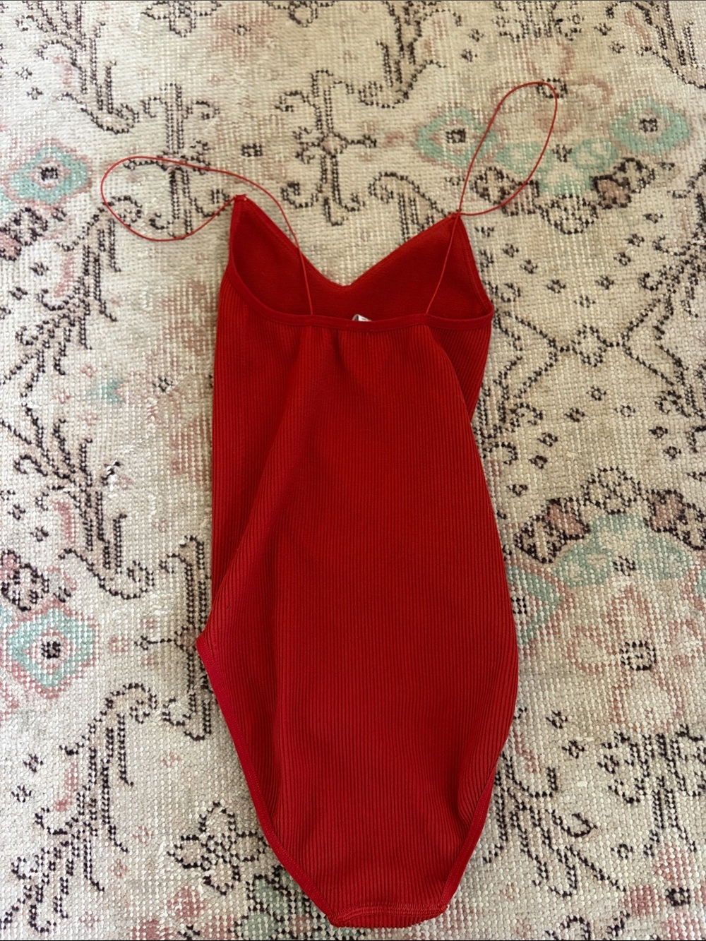 Rust Red Ribbed Bodysuit - Picture 2 of 6
